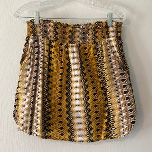 Earthbound yellow geometric skirt